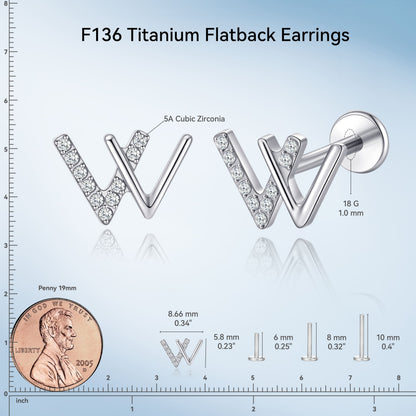 Limerencia 18G Titan-Piercingschmuck, Innengewinde-Flachrücken-Ohrstecker für Tragus, Helix, Knorpel, Conch und Medusa, Damen & Herren, 1 Stück/W-Fassung