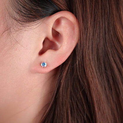 Limerencia Clous d'oreilles en titane G23 hypoallergéniques pour femme, zircon cubique 5A aurore boréale, piercing hélix à vissage en titane implantable F136 pour oreilles sensibles