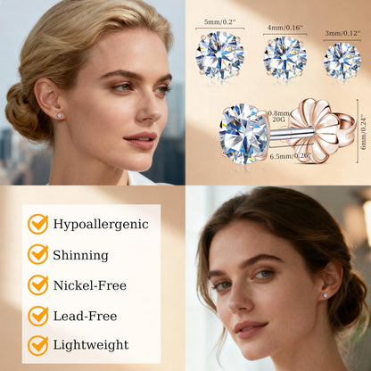 Titanium Moissanite Earrings Studs for Women Men Hypoallergenic Dainty Moissanite Jewelry for Sensitive Ear D Color Round Cut VVS1