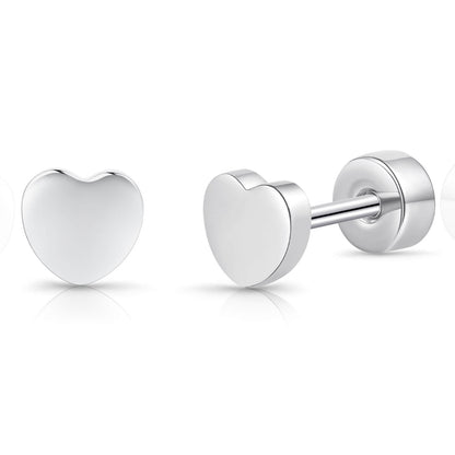Limerencia Titan-Flachverschluss-Ohrstecker, hypoallergene Herz-/Stern-Schraubverschluss-Ohrstecker für Damen und Herren, klassische 5mm Schlafohrstecker für Knorpel und Ohrläppchen