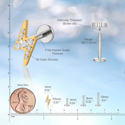 Limerencia Hypoallergenic Titanium Flat Back Internal Thread Stud Earring for Men and Women