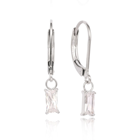 Orecchini pendenti a leva in titanio G23 Limerencia, gioielli moda donna in titanio F136 ipoallergenico, regalo / forma rettangolare