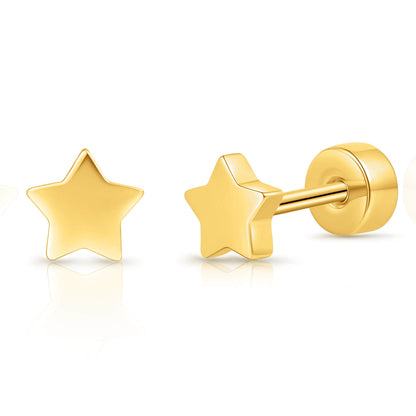 Limerencia Titan-Flachverschluss-Ohrstecker, hypoallergene Herz-/Stern-Schraubverschluss-Ohrstecker für Damen und Herren, klassische 5mm Schlafohrstecker für Knorpel und Ohrläppchen