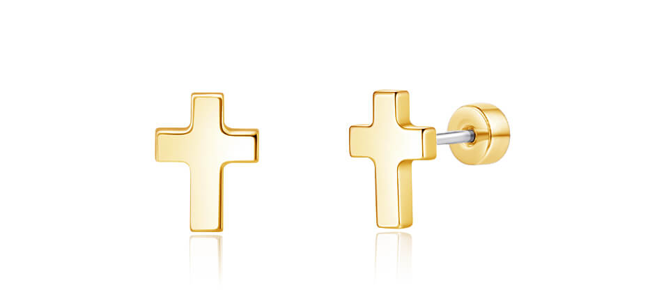 Pendientes de titanio Limerencia, pendientes hipoalergénicos para hombre y mujer con oídos sensibles, joyería minimalista, pendientes cruz planos para cartílago, diseño cruz