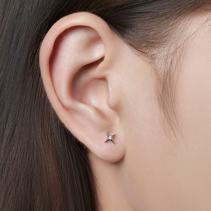 Limerencia 18G Titan-Körperschmuck, Innengewinde-Flachrücken-Ohrstecker für Tragus, Helix, Knorpel, Conch und Medusa, unisex, 1 Stück mit Kreuz-Zirkoniabesatz