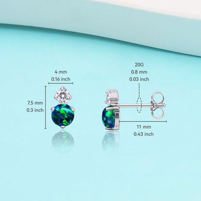 Orecchini Ipoallergenici in Titanio Puro G23 Limerencia, Gioielli in Titanio Grado Implantare F136 Con Zirconi E Opale Verde Colore Argento Per Orecchie Sensibili