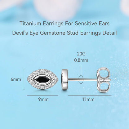 Limerencia Hypoallergene F136 Reintitan-Ohrringe, G23 Implantatqualität Titanstecker, Evil Eye Helix Piercings mit Zirkonia-Cluster, Minimalistischer Stil für Frauen mit empfindlichen Ohren (Schwarz Silber)