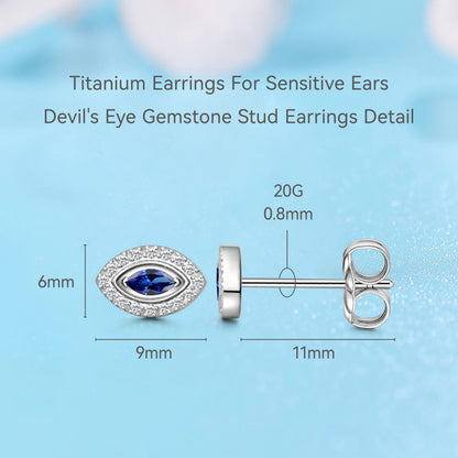 Limerencia Hypoallergene F136 Ohrringe aus reinem Titan, G23 Titanstecker in Implantatqualität, Helix-Ohrstecker mit Zirkonia-Cluster im Evil Eye-Design, minimalistischer Stil für Frauen mit empfindlichen Ohren (Blau Silber)