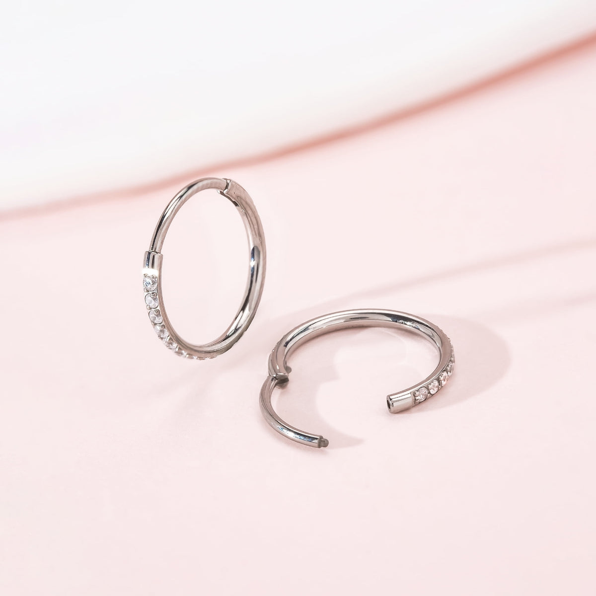 Limerencia  Silver Slim Hoop Earrings for Women - Hypoallergenic Small Cubic Zirconia Huggie Earring Dainty -10mm