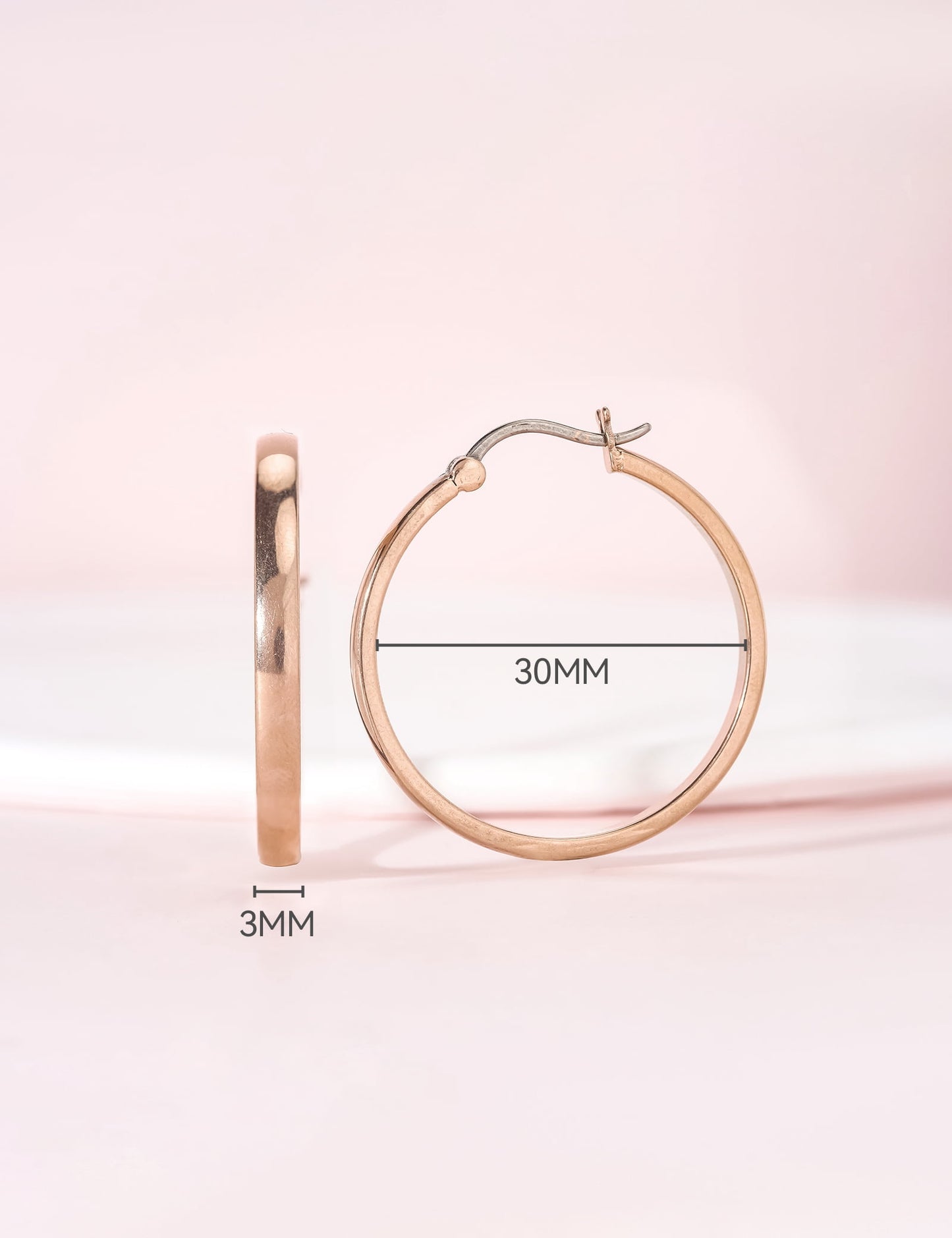 Limerencia Titanium Hoop Earrings for Women, 30mm, Rose Gold