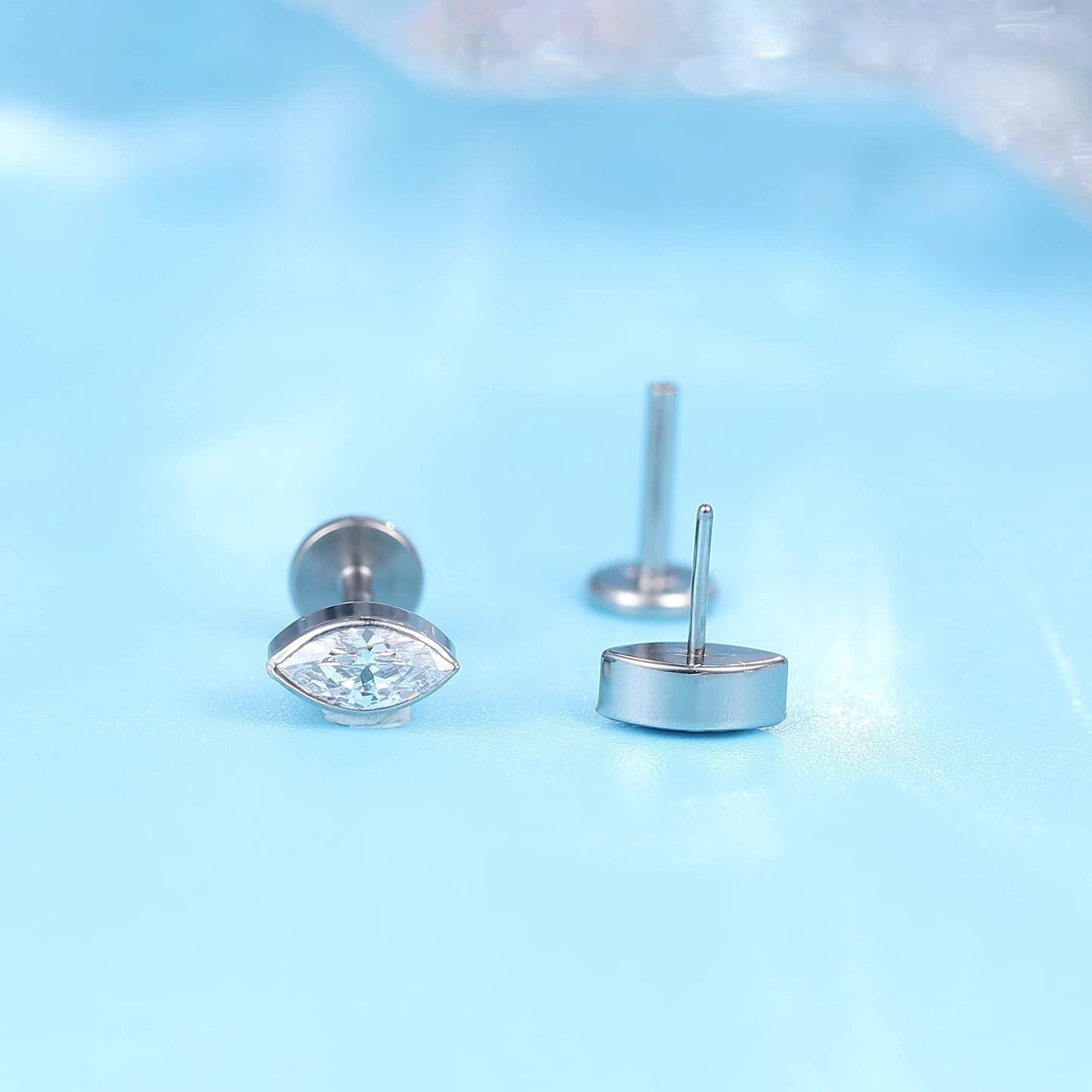 F136 Titanium Lip Rook Labret Studs Helix Tragus Earring,18G Threadless Nose Stud Hypoallergenic Conch Lobe Cartilage Push Back Piercing Jewelry