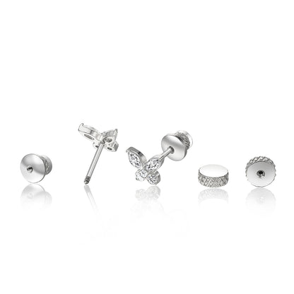 Limerenz Hypoallergener G23 Implantatgrad Titan Schraubverschluss Ohrringe Tragus 20G Helix F136 Piercing Post für empfindliche Mädchenohren Knorpel- Schmetterling Weiß Zirkonia