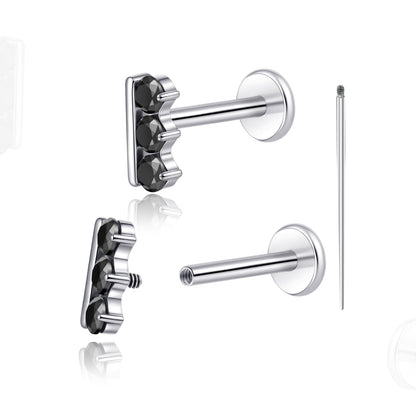 limerencia 18G Titanium Body Piercing Jewelry, 2PC Hypoallergenic Internally Threaded Flat Back Stud Earrings for Tragus/Nose/Helix/Conch/Lip/Labret/Cartilage Earrings for Women Men/bar