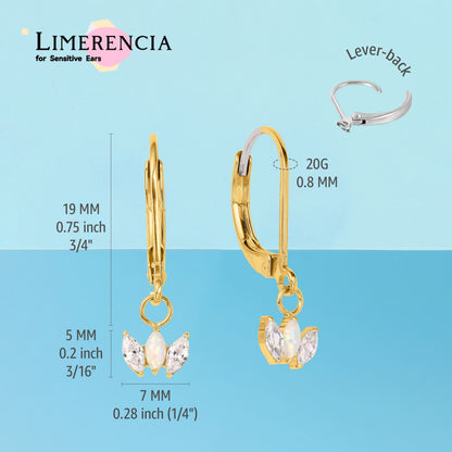 Limerencia G23 Titanium Leverback Earrings Dangle Drop Earrings for Women Fashion F136 Titanium Earrings Hypoallergenic Jewelry Gift--crown