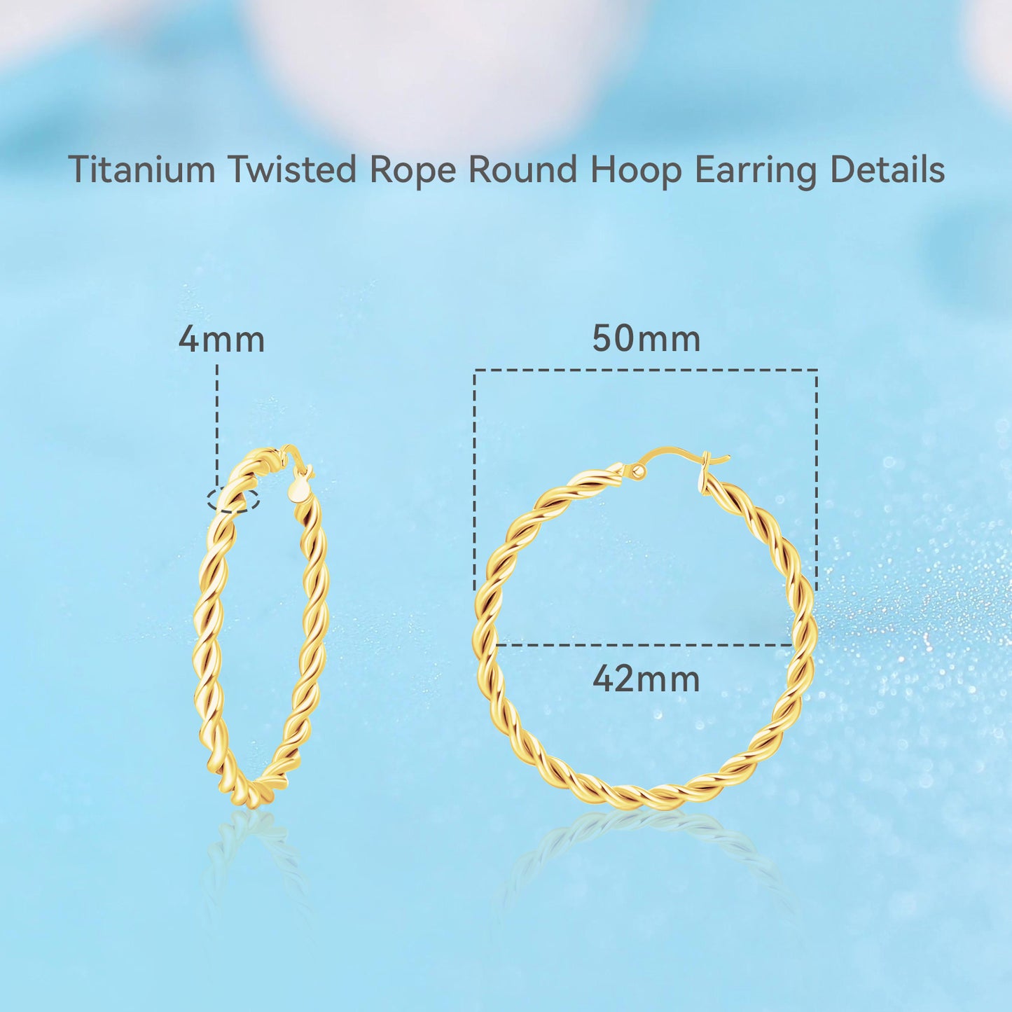 Limerencia hypoallergenic Pure Titanium Twisted Rope Round Hoop Earrings for women (42mm Twisted Rope Hoop, Silver)…