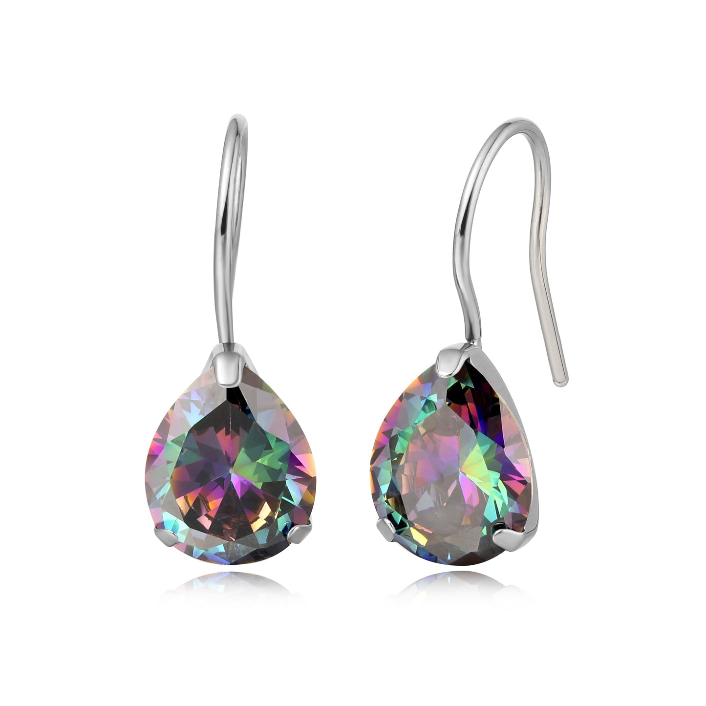 Orecchini cerchio pendenti Limerencia in titanio puro ipoallergenico con zirconi cubici, orecchini leggeri a goccia con zirconi/opali per donne con orecchie sensibili (Gocce d’acqua, zirconi multicolore)