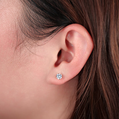 Limerencia Titan Hypoallergene Ohrstecker G23 für Damen 5A Zirkonia Helix Schraubverschluss Implantatqualität F136 Piercing-Ohrringe für empfindliche Ohren (weiße CZ)