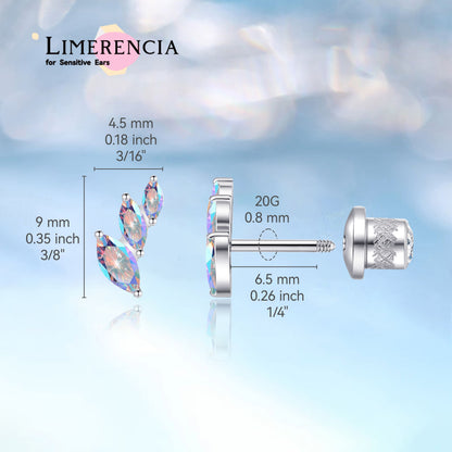 Limerencia Pendientes Hipoalergénicos de Titanio Grado Implante G23 con Cierre de Rosca Tragus 20G Hélice F136 Poste de Piercing para Orejas Sensibles Cartílago (hoja)