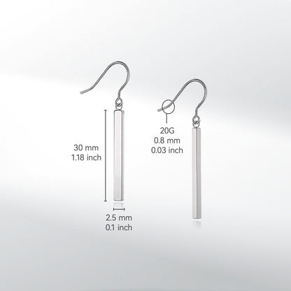 Limerencia Pendientes Colgantes de Barra Vertical de Titanio Puro, Pendientes Colgantes Ligeros Hipoalergénicos para Mujeres con Orejas Sensibles (30 mm, gris brillante)