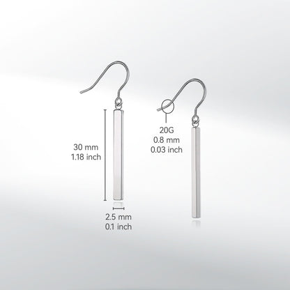Orecchini pendenti a barra verticale in titanio puro Limerencia, orecchini leggeri ipoallergenici per orecchie sensibili donna (30mm, grigio lucido)