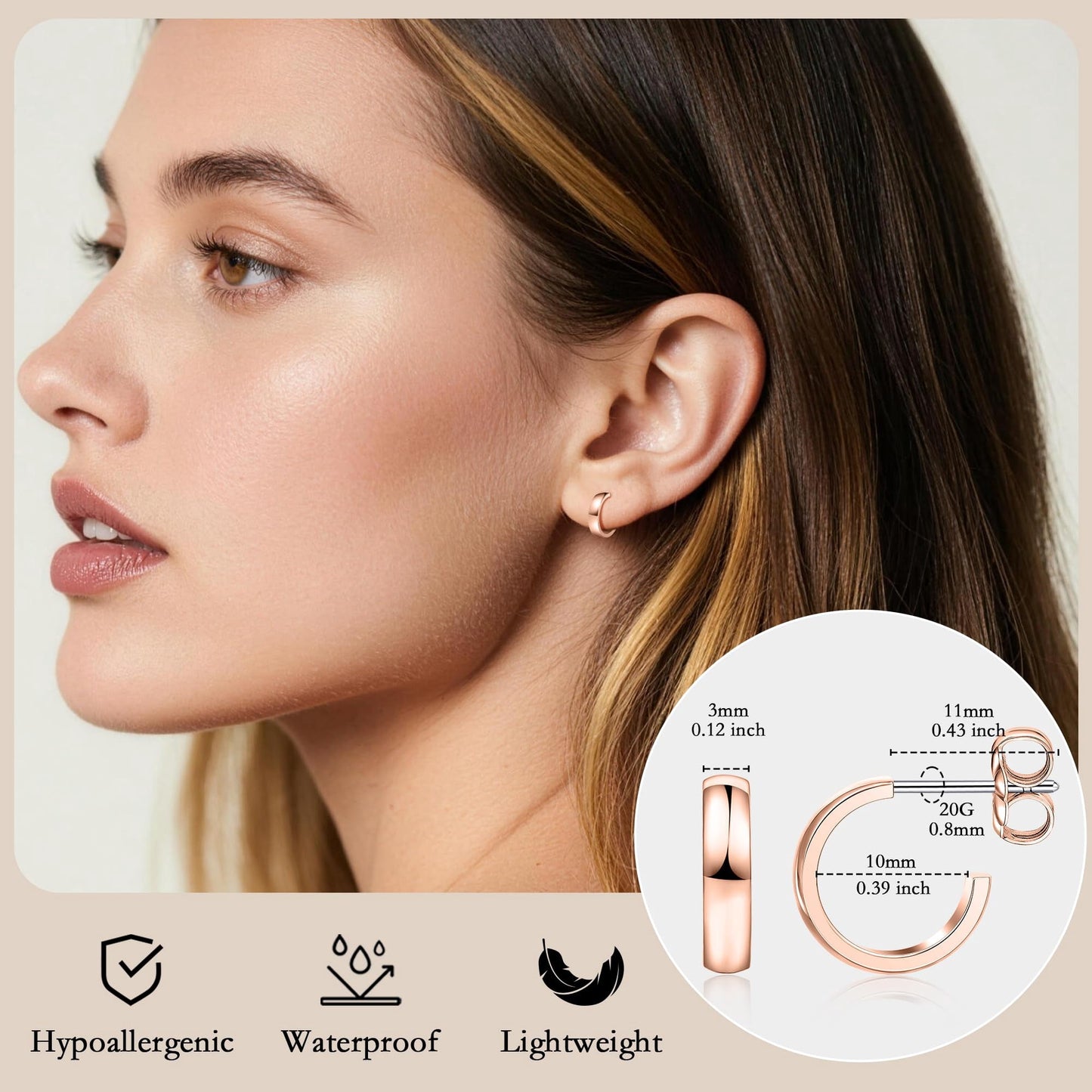 Limerencia Minimalist Hoops for Women - F136 Implant Grade Titanium Open Huggie Hoop Earrings, Hypoallergenic Tiny Hoops for Sensitive Ears