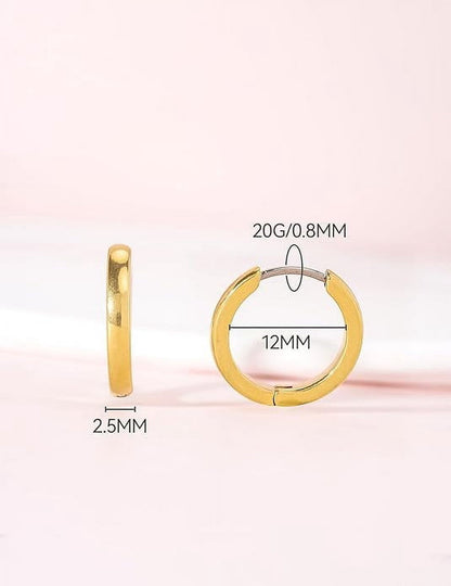 Small Gold Huggie Hoop Earrings Set for Women Men ,Titanium Hypoallergenic Cartilage Earrings ，Piercing  Cute Dainty Trendy Jewelry Gifts for Women