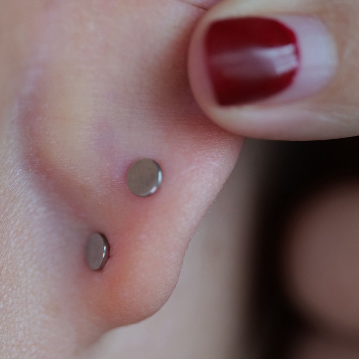 Limerencia Titanium Stud Earrings, Flat Back with Internal Thread, Unisex