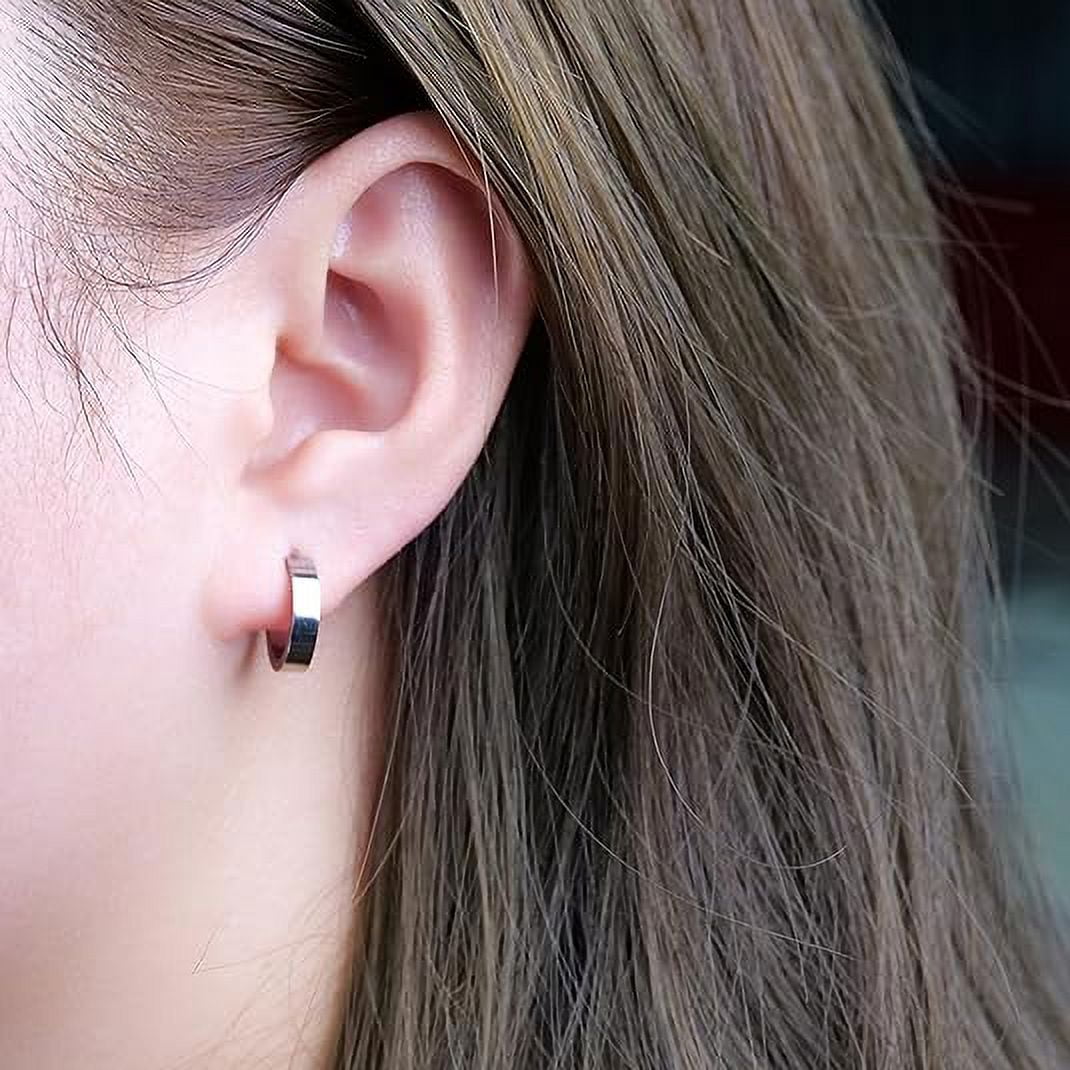 Chunky Hoop Earrings for Women Trendy, Titanium Lightweight Hypoallergenic, Thick Open Huggie Hoops Earring