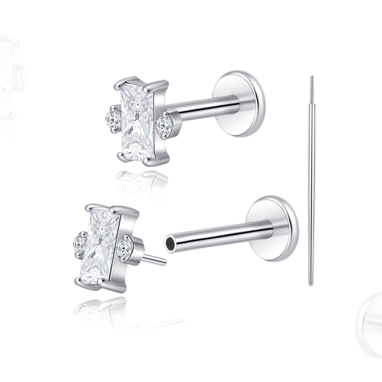 Boucle titane sans filetage fond plat Limerencia calibre 18G, piercing à enfoncer pour cartilage, tragus, labret, lèvre, méduse et conque, hypoallergénique mixte, 2 pièces