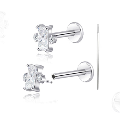 Boucle titane sans filetage fond plat Limerencia calibre 18G, piercing à enfoncer pour cartilage, tragus, labret, lèvre, méduse et conque, hypoallergénique mixte, 2 pièces