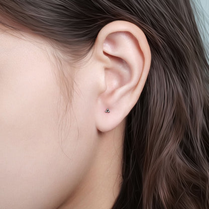 Orecchino titanio base piatta senza filetto Limerencia calibro 20G, piercing a pressione per cartilagine, trago, labret, labbro, medusa e conca, ipoallergenico unisex / tre sfere