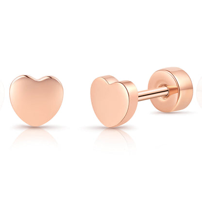 Limerencia Titan-Flachverschluss-Ohrstecker, hypoallergene Herz-/Stern-Schraubverschluss-Ohrstecker für Damen und Herren, klassische 5mm Schlafohrstecker für Knorpel und Ohrläppchen