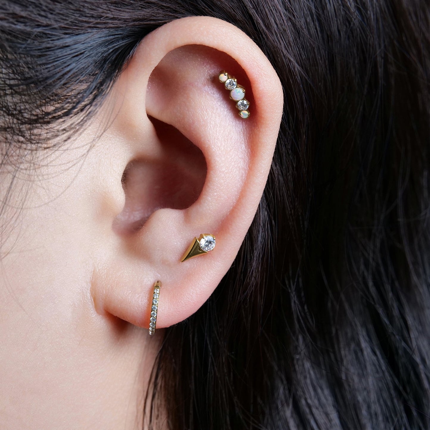 F136 Titanium Gold Hoop Earrings for Women Sensitive Ears - Hypoallergenic Hoops Zirconia Cartilage Huggie Earrings，Helix Piercing Earring Gold Jewelry for Women  Men Gift