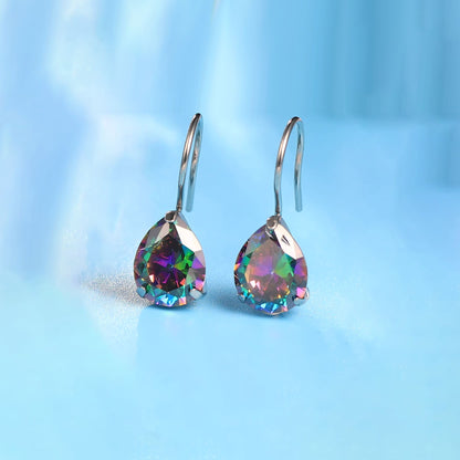 Orecchini cerchio pendenti Limerencia in titanio puro ipoallergenico con zirconi cubici, orecchini leggeri a goccia con zirconi/opali per donne con orecchie sensibili (Gocce d’acqua, zirconi multicolore)