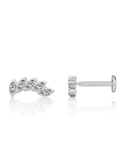 Limerencia G23 Boucles d'oreilles à dos plat 18G hypoallergéniques | Piercing en titane grade implant F136 sans filetage à emboîtement pour cartilage, hélix, labret, lèvre, Monroe et tragus – Cristal Climber