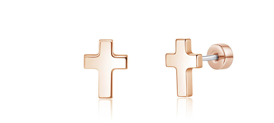 Pendientes de titanio Limerencia, pendientes hipoalergénicos para hombre y mujer con oídos sensibles, joyería minimalista, pendientes cruz planos para cartílago, diseño cruz