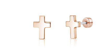 Pendientes de titanio Limerencia, pendientes hipoalergénicos para hombre y mujer con oídos sensibles, joyería minimalista, pendientes cruz planos para cartílago, diseño cruz