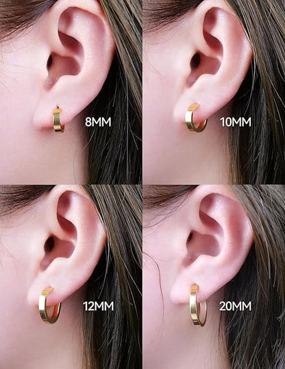 Small Gold Huggie Hoop Earrings Set for Women Men ,Titanium Hypoallergenic Cartilage Earrings ，Piercing  Cute Dainty Trendy Jewelry Gifts for Women