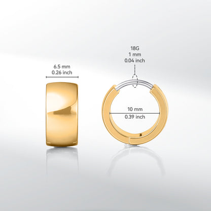 Limerencia Hypoallergenic Implant Grade Titanium F136 Hoop Chunky Earrings,Wide Thick Huggie Earrings G23 for Women Sensitive Ears (Gold)