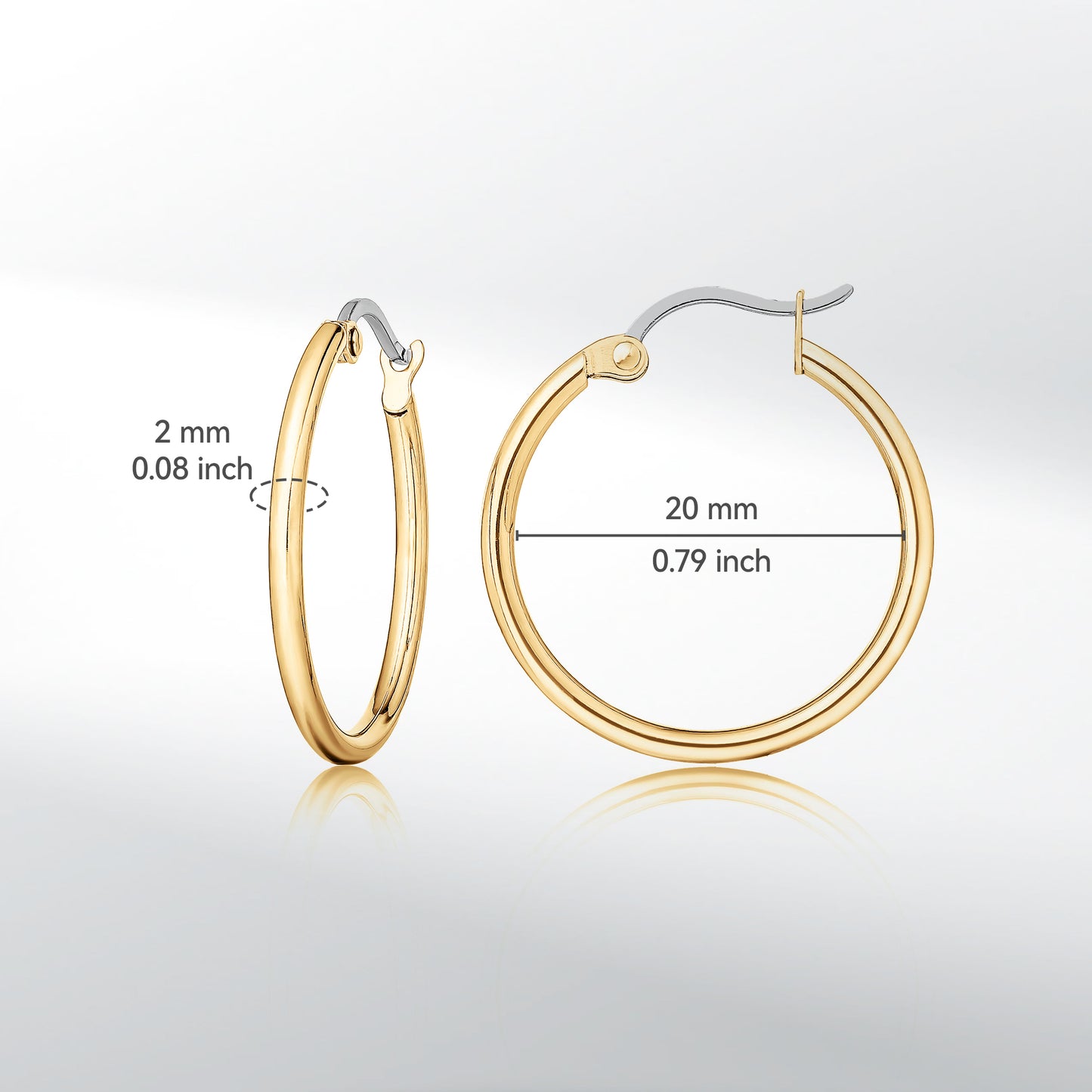 Limerencia hypoallergenic Pure Titanium Twisted Rope Round Hoop Earrings for women (20mm Thin Round Hoop, Silver)…