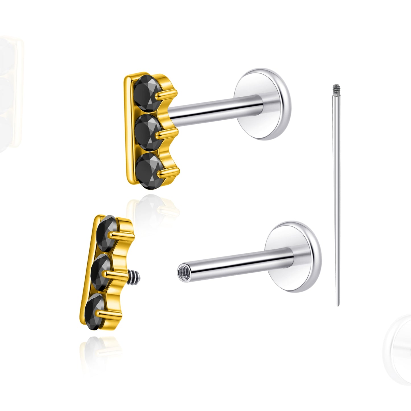 limerencia 18G Titanium Body Piercing Jewelry, 2PC Hypoallergenic Internally Threaded Flat Back Stud Earrings for Tragus/Nose/Helix/Conch/Lip/Labret/Cartilage Earrings for Women Men/bar