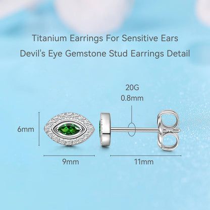 Limerencia Hypoallergene F136 Ohrringe aus reinem Titan, G23 Implantatqualität Titan-Ohrstecker, Evil Eye Helix Ohrstecker mit Zirkonia-Cluster, minimalistischer Stil für Frauen mit empfindlichen Ohren (Grün Silber)
