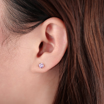 Limerencia orecchini a vite in titanio puro G23 ipoallergenico, perno piercing F136 grado implantare 20G per trago ed elice, cartilagine con diamante simulato (5 mm, Rosa)