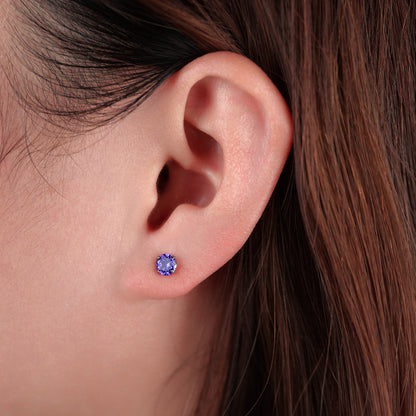 Limerencia Hypoallergene G23 Reintitan Schraubverschluss Ohrringe Tragus 20G Helix F136 Implantat-Grade Piercing Stecker für empfindliche Ohren Simulierte Diamant Knorpel (5 mm, Lila)