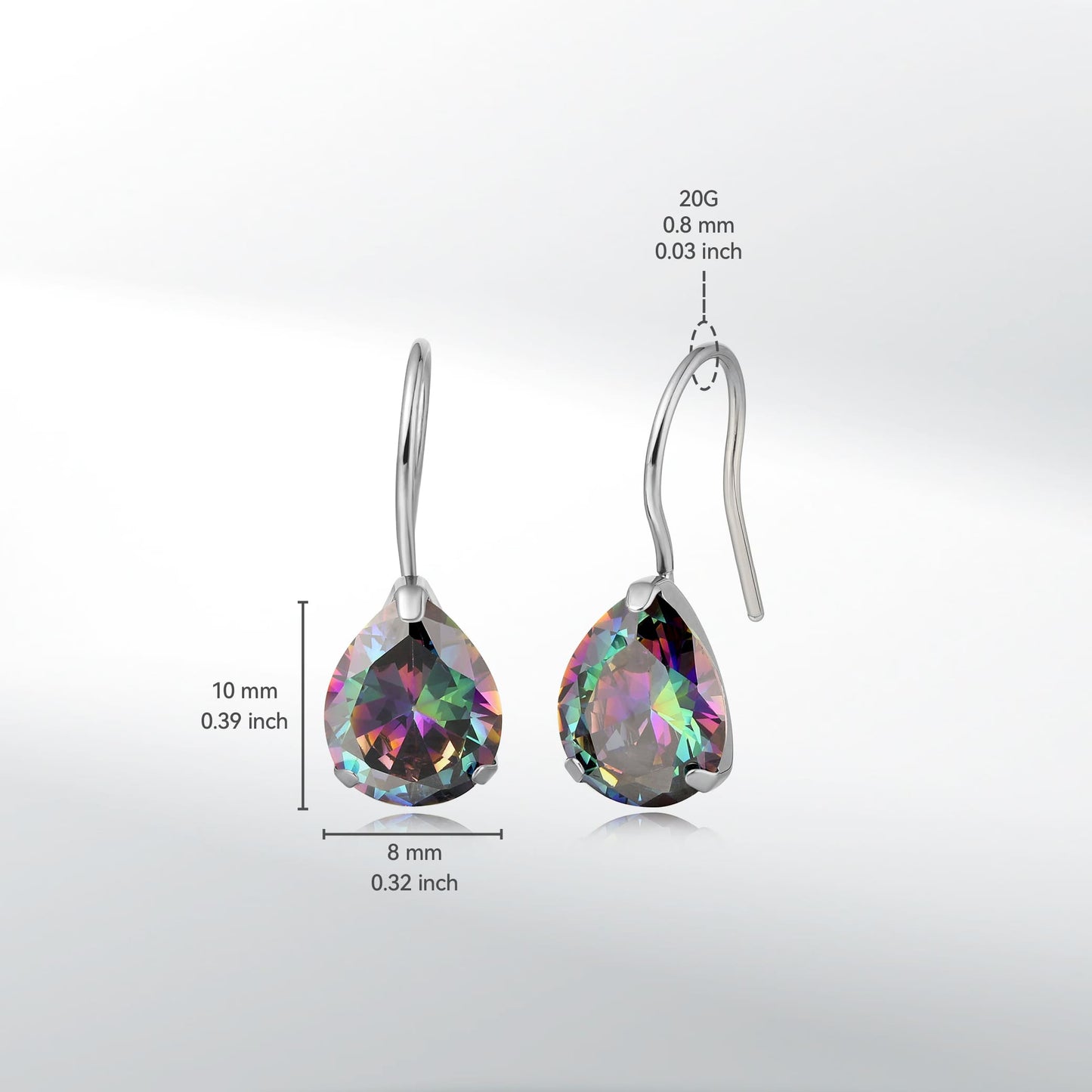 Orecchini cerchio pendenti Limerencia in titanio puro ipoallergenico con zirconi cubici, orecchini leggeri a goccia con zirconi/opali per donne con orecchie sensibili (Gocce d’acqua, zirconi multicolore)