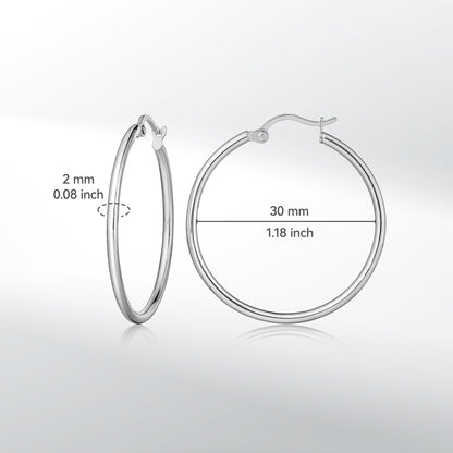 Limerencia Boucles d'oreilles anneaux ronds fins à corde torsadée en titane pur hypoallergéniques pour femmes (Anneau rond fin 30 mm, Or rose)