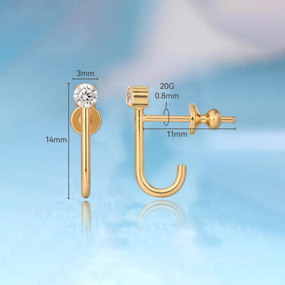 Limerencia Hypoallergene Ohrringe aus reinem Titan F136 für Damen, 5A-Zirkonia-offene Creolen, Knorpel-Ohrstecker, trendiger Schmuck für empfindliche Ohren